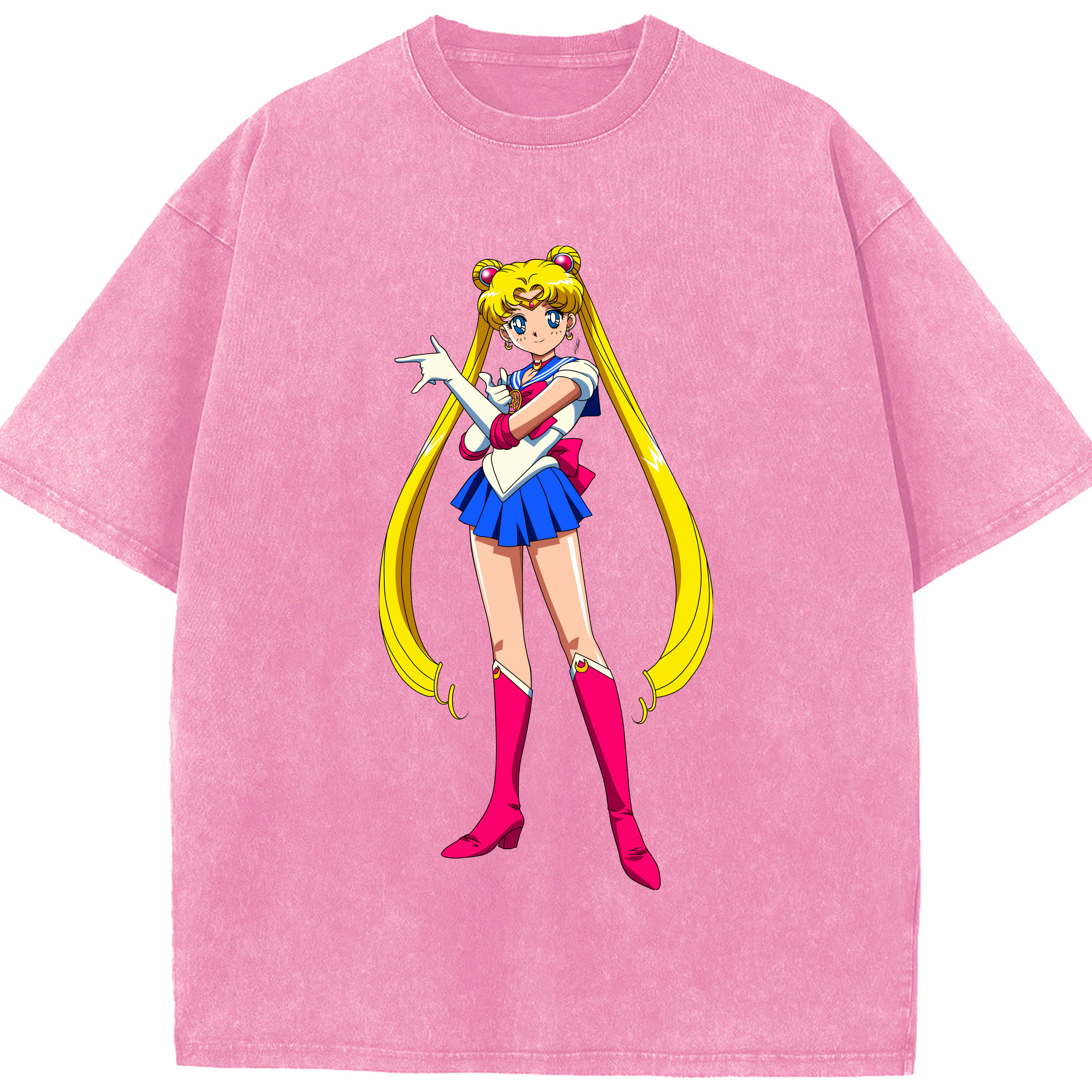 （画像用） 美少女戦士セーラームーン 月野 うさぎ つきの うさぎ Sailor Moon Tsukino Usagi 綿100% ヴィンテージ風 半袖Tシャツ（フロントプリント）